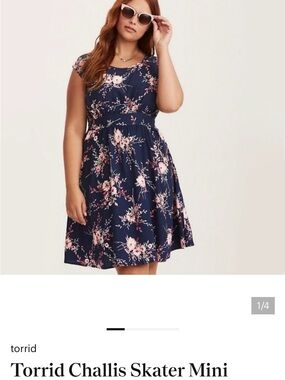 torrid Navy Floral Fit-and-Flare Mini Dress